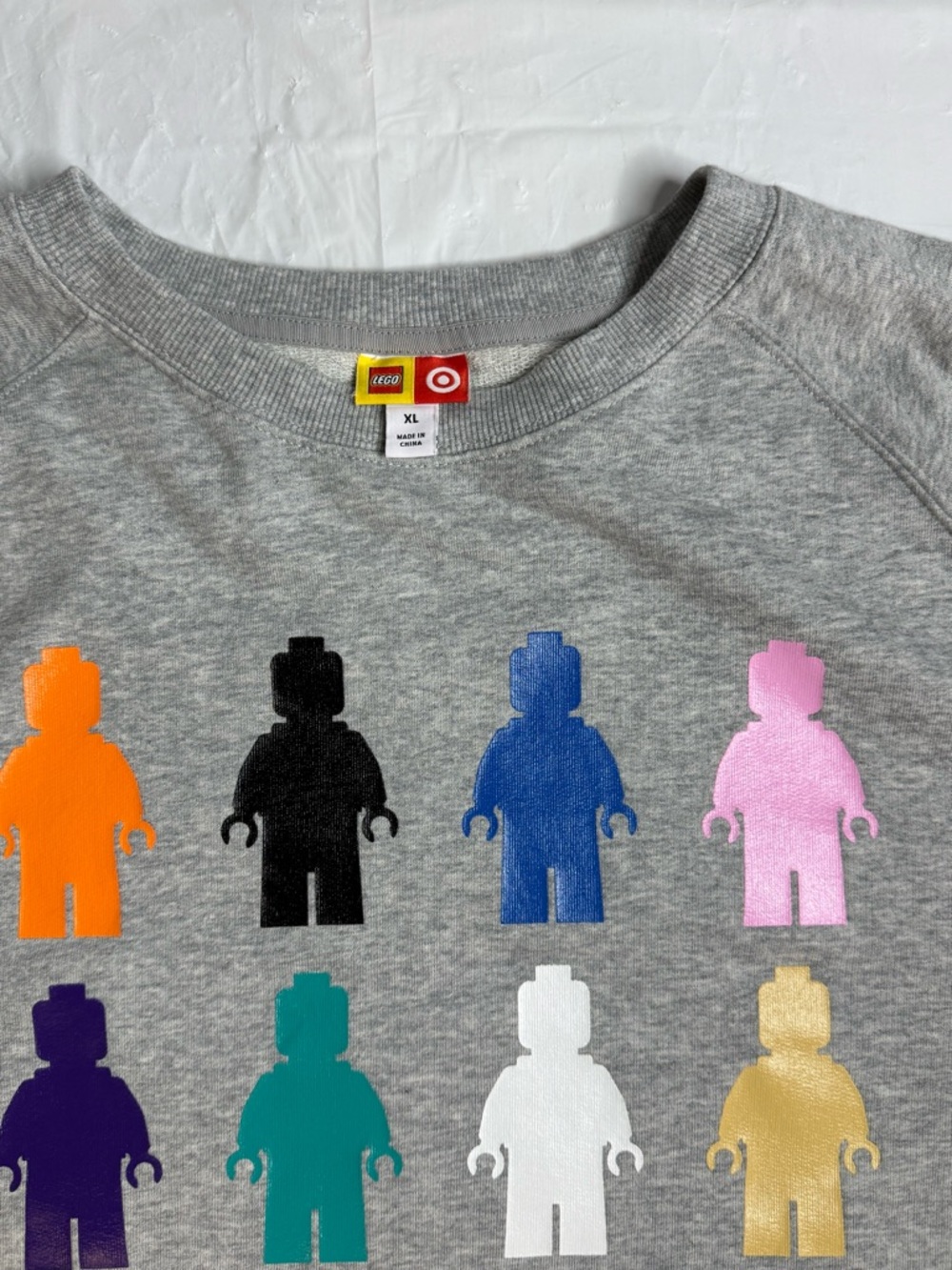 LEGO Target Crewneck Sweatshirt XL Gray Minifigure Graphic Pullover Mens